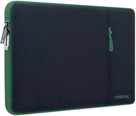 Slim Laptop Case 13.3 14 inch Sleeve, Rainproof & Shockproof Carrying Case for Notebooks Compatible with MacBook Pro 14" and All Models 13.3" MacBook Air/Pro, Most Popular 13"-14" PC,Black-Green