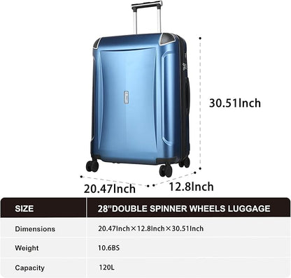 Luggage Sets 3 Piece with Cup Holder & USB Port, Expandable PC Hardside Durable Suitcases with Spinner Wheels & TSA Lock, 20/24/28 Inch, Blue