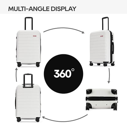 GinzaTravel ABS Luggage with TSA Locks,Large 28-Inch Expandable, and Friction-Resistant in white Spinner Suitcases