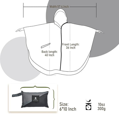 SaphiRose Unisex Rain Poncho Waterproof Raincoat Hooded for Adults Women with Pockets