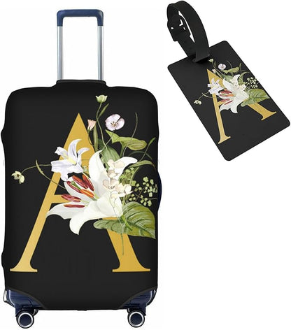 Decorative A Suitcase Protectors Elastic Washable Luggage Covers With Concealed Zippers For 18-32 Inch Luggage (Size M: Fits 22-24 Inch)