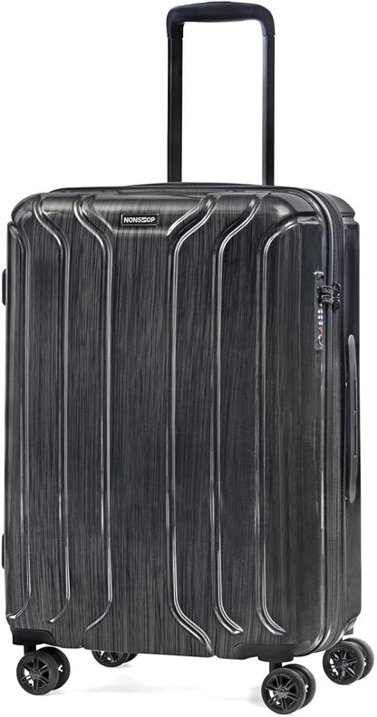 NONSTOP New York Elite Luggage Expandable Lightweight Spinner Wheels hard side shell Travel Suitcase Set, TSA Lock, Double USB Port, 3 packing cubes, Charcoal, 3-piece Set (20/24/28)