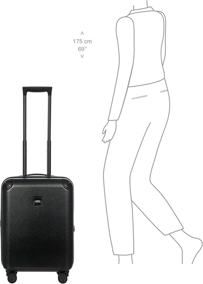 Bric's Amalfi Lightweight Hard Shell Suitcase – Expandable Carry-On with Water-Repellent Zip, Smooth 360° Wheels & TSA Lock - 21 Inch, Black