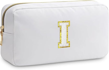 Initial I Makeup Bags Initial Letter A-Z Cosmetic Bag for Women Friends Daughter Sister Mom Inspirational Gifts Travel Toiletry Bag Christmas Birthday Gifts for Her Bridesmaid Bff Makeup Pouch I