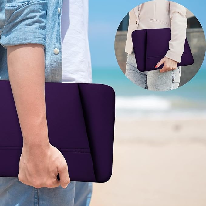 Laptop Sleeve Case 15.6 inch, Sturdy Portable Monitor Computer Laptop Case, Carrying Sleeve Bag 15.6'' with Pockets for MacBook PC Mac HP Lenovo Dell Asus Xbox Switch, Deep Purple