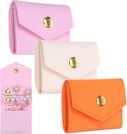 3 PCS Mini Travel Jewelry Bag, Portable Small Jewelry Travel Bag with Buckle, Foldable Small Jewelry Travel Pouch for Rings, Necklaces, Earrings, Bracelets