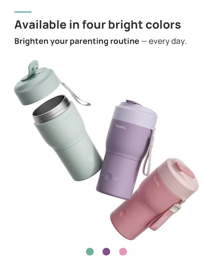 Papablic Pro Portable Bottle Warmer — 115W Fastest Heating, Built-in Sterilizer, 8 Feeds per Charge, 5 Temp Settings + Keep Warm, for Breastmilk & Formula, Mint Green