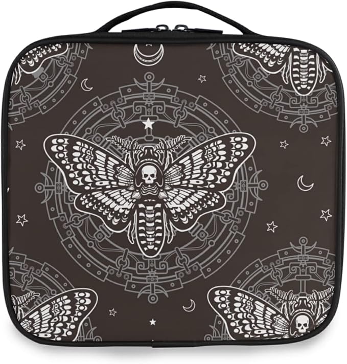 MNSRUU Women Makeup Bag Skull Butterfly Black Makeup Bag Organizer Travel Cosmetic Bag for Teenage Girl Clear Make Up Bags with Zipper