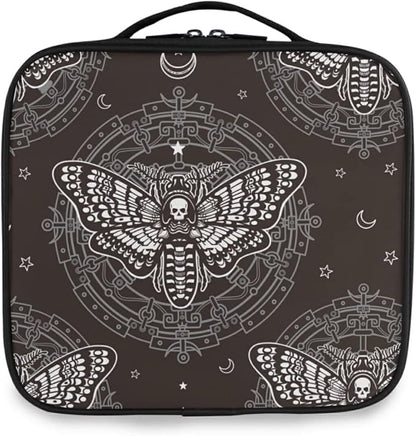 MNSRUU Women Makeup Bag Skull Butterfly Black Makeup Bag Organizer Travel Cosmetic Bag for Teenage Girl Clear Make Up Bags with Zipper
