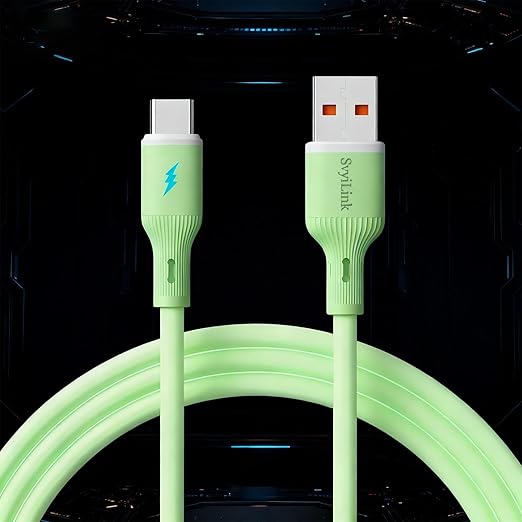 USB Cable PD Fast Charger(A to C Rubber Green) Mobile Phone Data Cable,Charging Cable, Supports Data Transfer,39-inch,Soft Liquid Silicone Material，Compatible with Almost All Type-C Devices.