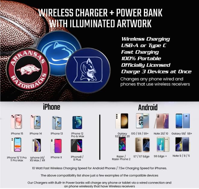 LSU Qi Wireless Charger With Illuminated Tigers Logo & Built-In Power – Fametek
