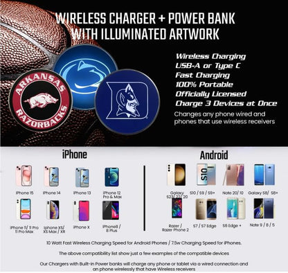 LSU Qi Wireless Charger With Illuminated Tigers Logo & Built-In Power – Fametek