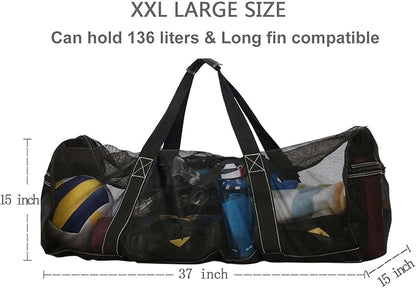Bulex XXL Mesh Duffle Bag for Scuba Dive or Snorkel Gear, Extra Large Snorkeling Equipment Carry Bag, Ideal for Beach Pool Swimming Free Diving Kayak Spearfishing