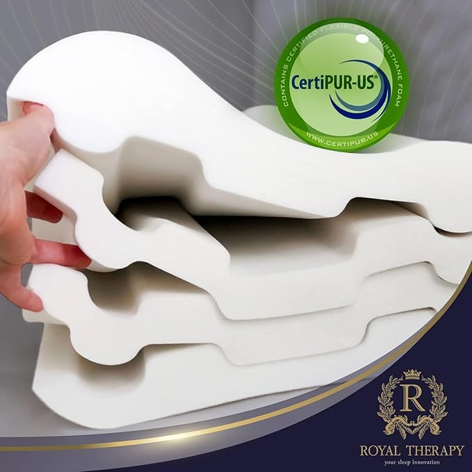 Cervical Memory Foam Pillow-(2 Pack) 4-Layer Adjustable King Size Contour Design for Side Sleepers, Neck Support & Pain Relief, Orthopedic, CertiPUR-US Certified