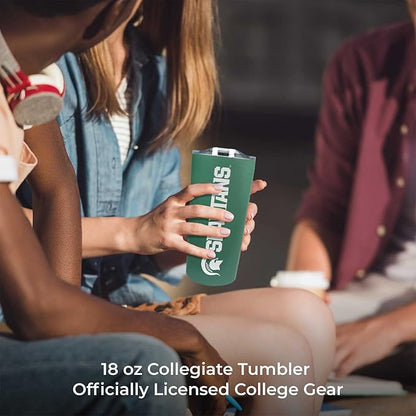 Campus Colors NCAA Stainless Steel Tumbler perfect for Gameday - 18 oz - Double Walled - Keeps Drinks Perfectly Insulated (Michigan State Spartans - Green)