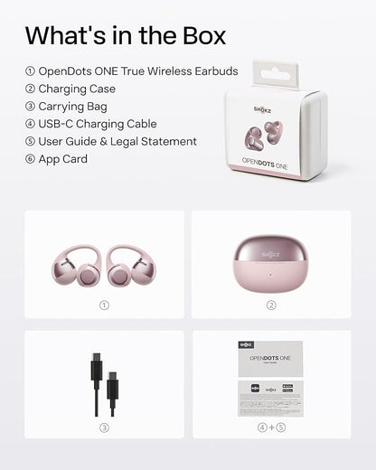 SHOKZ OpenDots ONE-Open-Ear Headphones, Clip-On Earbuds-Wireless Bluetooth Earbuds with Microphone-Secure, Lightweight, Comfort-Premium Dolby Audio-Water Resistant-Fast Charging-Up to 40 hrs Playtime