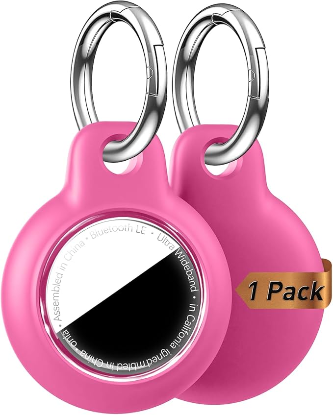 Upgrade for Airtag Holder Case with Keychain, Waterproof Anti-Scratch & Shock GPS Cover, Key Chain, for Airtags Accessories for GPS Item Tracker Cases for Backpacks, Bags, Luggages,Rose Red