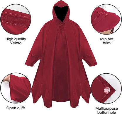 Unisex Rain Poncho for Adults, Hooded Waterproof Raincoat Jacket for Hiking, Camping and Outdoor
