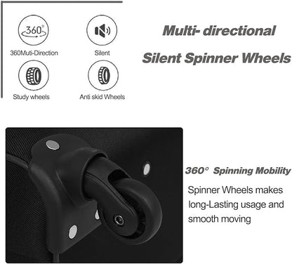 3pcs Set Softside Luggage Sets With Spinner Wheels, Expandable Softshell Suitcase Set with front pocket, 28inch, 24inch,20inch Lightweight fabric luggage(BLACK)