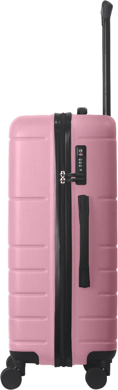3-Piece Luggage Sets (20", 24", 28"), Suitcase with Wheels, Hardside Suitcase With Four Spinner Wheels and Scratch-Resistant Surface (ABS Hardshell, Pink)