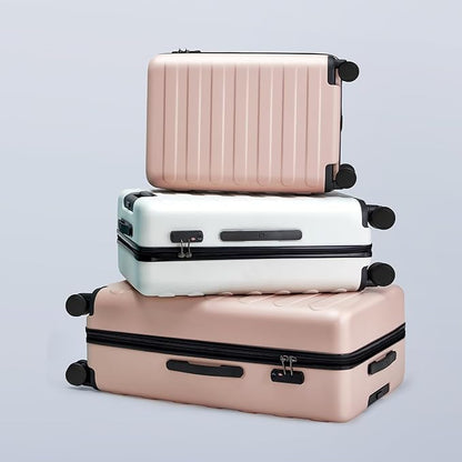 NINETYGO Medium Checked Luggage 24 Inch, Checking In Luggage with Smooth Spinner Wheels, Lightweight, Hard Shell PC Suitcase, Lightweight Travel Luggage, TSA Approved (Pink, Rhine Basic)