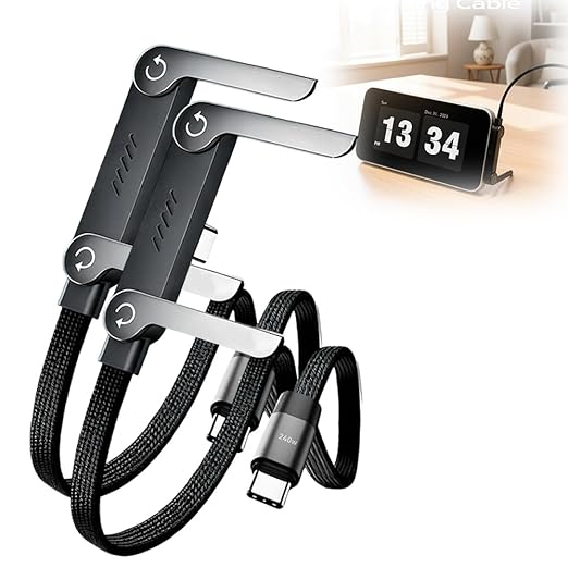 2 in 1 Invisible Holder Charger Cable 240W Fast Charging Cord with Built-In Phone Stand, 4.9FT 2 in 1 Braided Fast Charge Cable with Adjustable Phone Stand, T-Shaped Design Type-C for Phones (2)