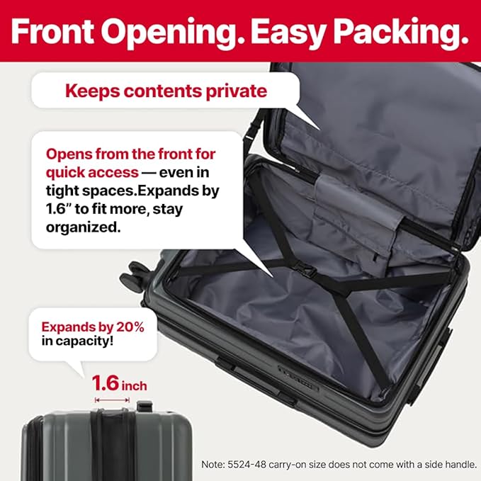 LEGEND WALKER LW 5524 Hardshell Expansion Front-openning, USB port,Cup-holder Spinner Luggage