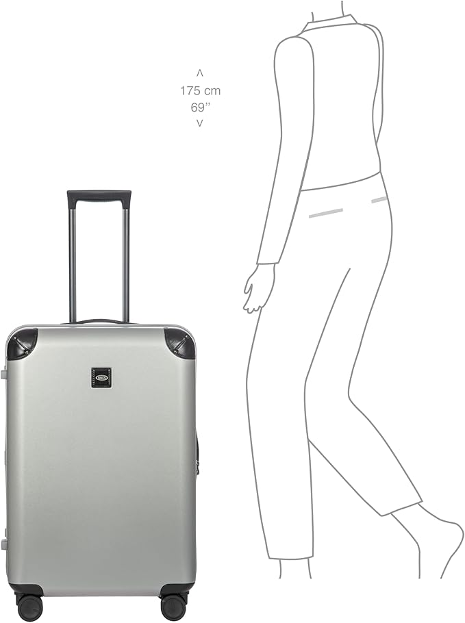 Bric's Amalfi Lightweight Hard Shell Suitcase – Expandable Checked Luggage with Water-Repellent Zip, Smooth 360° Wheels & TSA Lock - 27 Inch, Silver