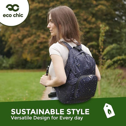 ECO CHIC Hiking Lightweight Packable Backpack - Foldable Daypack for Travel & Hiking & Outdoor Adventures - Waterproof Backpack from Recycled Materials (Palm Tree Beige)