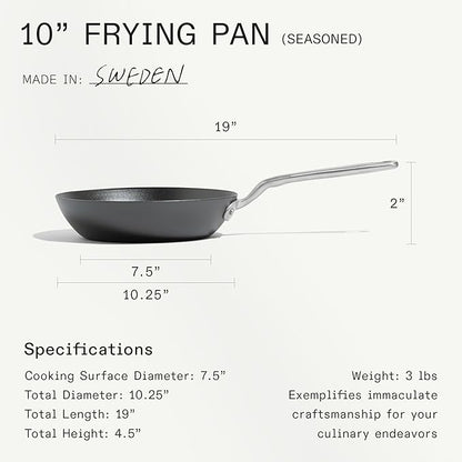 Made In Cookware - Seasoned 10" Blue Carbon Steel Frying Pan - (Like Cast Iron, but Better) - Professional Cookware - Crafted in Sweden - Induction Compatible