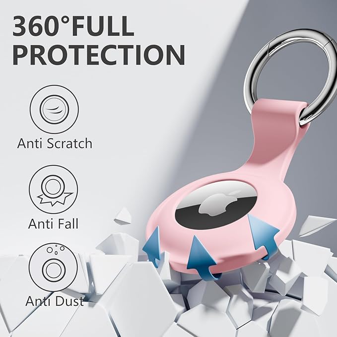 Lerobo Flower Engraved for AirTag Holder Keychain Silicone AirTag Case Cover Anti-Scratch Air Tags 4 Pack for Cat Collar Anti-Lost Air Tags Accessories for Bags Keys Backpack Luggage Finder Tracker