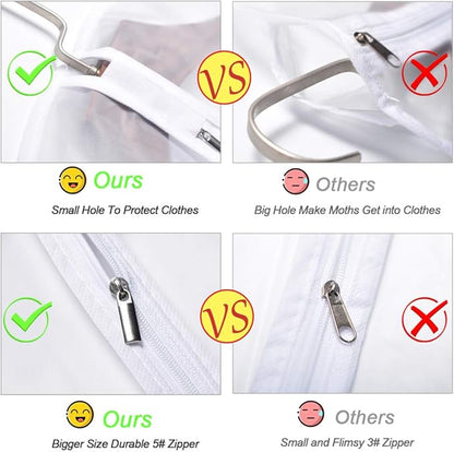 Garment Bags for Hanging Clothes 24''X48'' Suit Bags for Closet Storage (Pack of 6) Plastic Waterproof Suit Cover Bags with Zipper for Coats, Jackets, Shirts