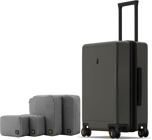 LEVEL8 Elegance Carry-on Suitcase, 20 Inch Carry on Luggage, Hardside Large Suitcases with Wheels, Tavel Bag with Tsa Lock, Olive Green
