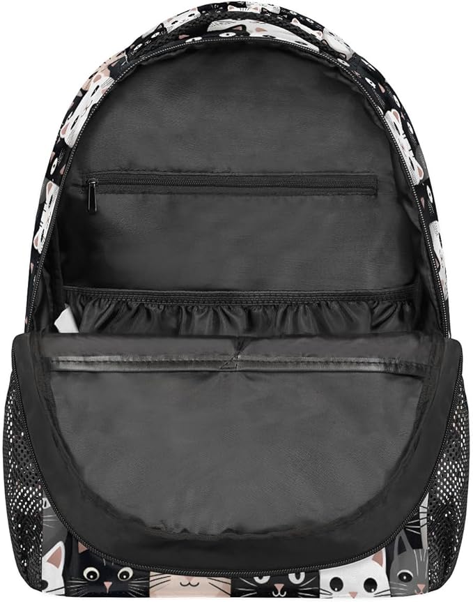 Black White Cat Backpack for Women Men Kids 16 Inch Laptop Backpack Lightweight Travel Backpack Purse Casual Daypack School Backpacks for Girls Boys