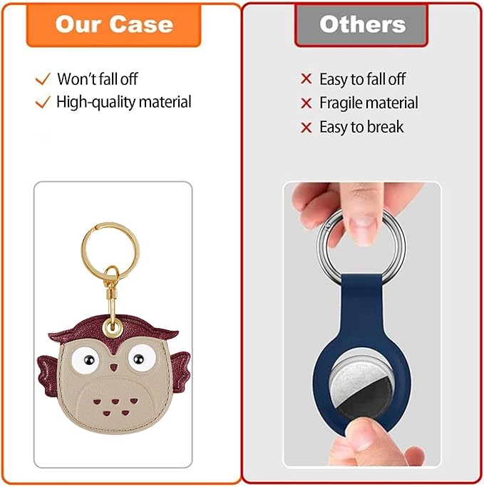 Leather Keychain Case Holder Compatible with Apple AirTag, GPS Airtag Keychain Finder Tracker with Key Ring, Anti-Scratch Protective Air Tag Cover