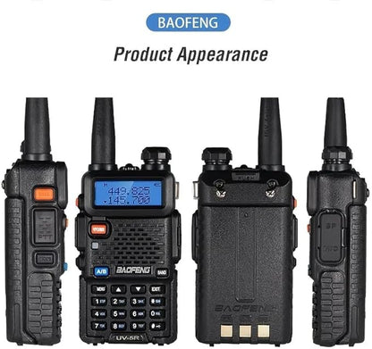 Baofeng UV-5R Ham Radio Long Range UV5R Handheld Dual Band Rechargeable Two Way Radio Walkie Talkies for Adults with Programming Cable，Acoustic Tube Earpiece for Survival Gear Hunting,2Pack