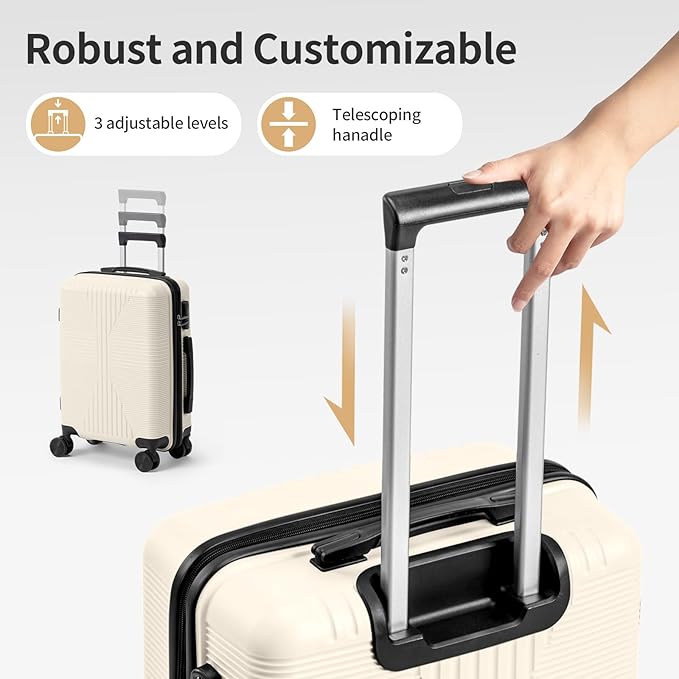 Karl home Luggage Sets 5 Piece, PP Hard Case Suitcase Set with Built-in Lock Spinner Wheels, Lightweight Durable Carry on Luggage for Business Travel - White (12/16/20/24/28")