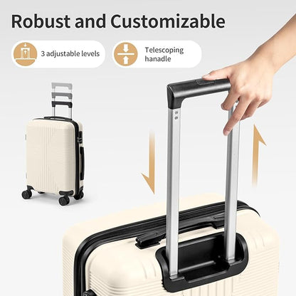 Karl home Luggage Sets 5 Piece, PP Hard Case Suitcase Set with Built-in Lock Spinner Wheels, Lightweight Durable Carry on Luggage for Business Travel - White (12/16/20/24/28")