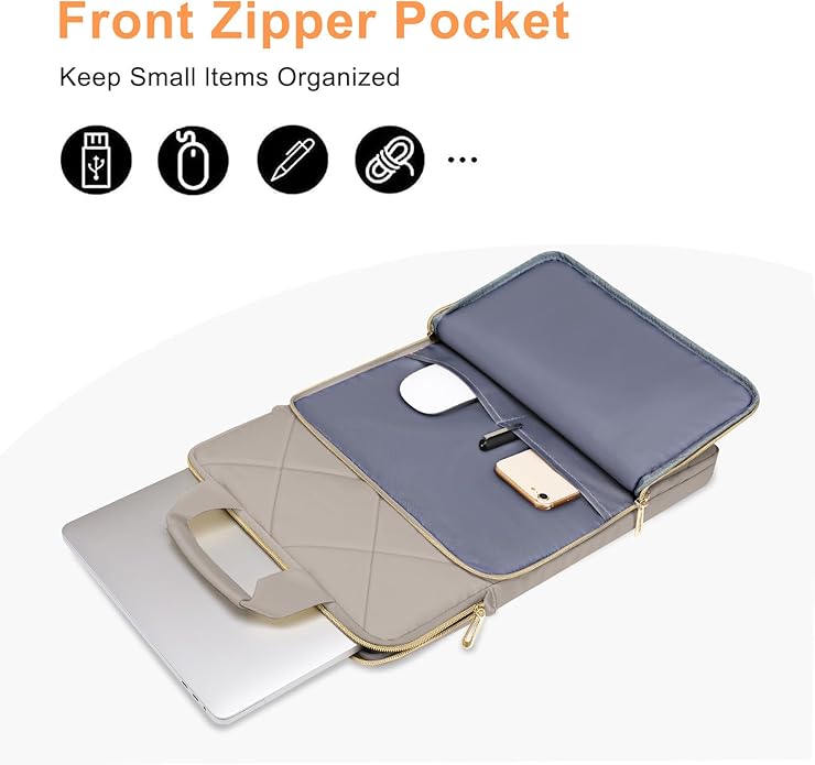 MOSISO Vertical Laptop Shoulder Bag,Computer Bag,Rhombus Quilted Messenger Bag with Front Pocket&Handle&Belt