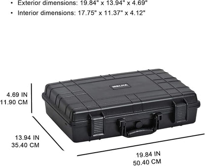 MEIJIA Portable Waterproof Protective Case,Hard Camera Case,Customized Fit Foam Inserted, Elegant Black,Fit for Camera, Equipments, Lens,Drones(Black)