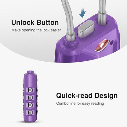 Puroma 2 Pack TSA Approved Luggage Locks, 4 Digit Combination Travel Locks Resettable Code Lock with Zinc Alloy Body for Suitcase, Toolbox, Backpack, Bag, Gym Locker (Basic Purple Dark)