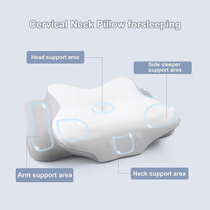 Cervical Neck Pillow for Neck Pain Relief, Memory Foam Pillow for Sleeping, Firm Support Two Heights Side Sleeper Pillow