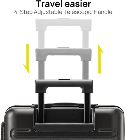 NINETYGO Medium Checked Luggage 24 Inch, Checking In Luggage with Smooth Spinner Wheels, Expandable, Hard Shell PC+ABS Suitcase, Lightweight Travel Luggage, TSA Approved (Black, Andes)