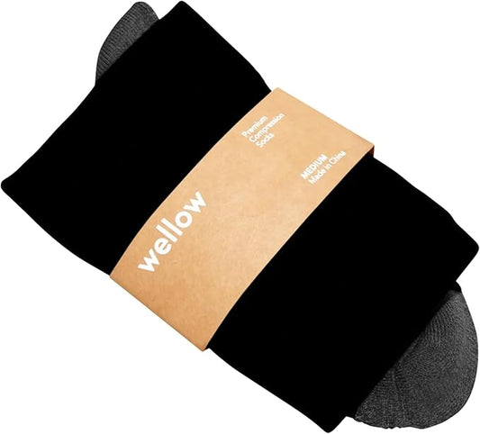 Wellow Wide Calf Compression Socks, Knee High Support, Fit for Men & Women, 18-25 mmHg, Made with Viscose from Bamboo