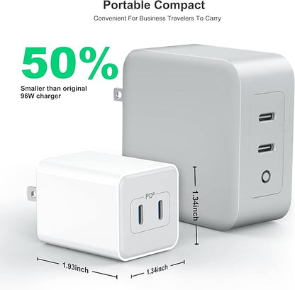 USB C 20W Wall Charger, 2 Pack Dual Port 40W PD 3.0 Type C Fast Charging Block, Durable Portable Charger for iPhone 11/12/13/14/15/16 Pro Max, iPad Pro, AirPods 4, for Apple Watch 10, Samsung Galaxy