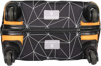 Explore Land Travel Luggage Cover Suitcase Protector Fits 18-22 Inch Case (Black Polygonal, S)