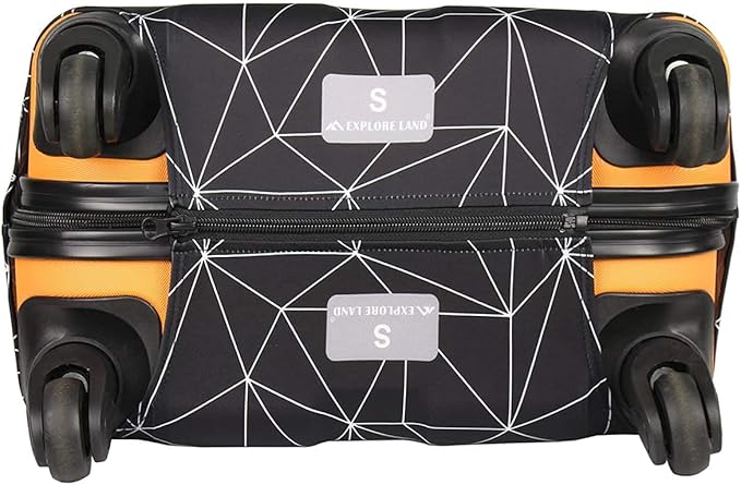 Explore Land Travel Luggage Cover Suitcase Protector Fits 31-32 Inch Case (Black Polygonal, XL)