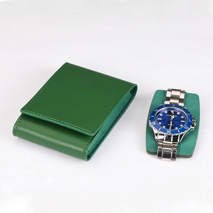 Leather Watch Pouch - Travel Watch Case with Velvet Lining, Protective Storage for Both Men and Women | Christmas Gift for Business Travel and Office Occasions (Single Watch Box)
