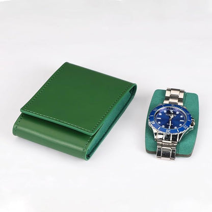 Leather Watch Pouch - Travel Watch Case with Velvet Lining, Protective Storage for Both Men and Women | Christmas Gift for Business Travel and Office Occasions (Single Watch Box)