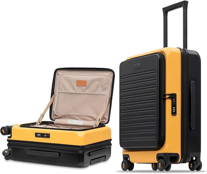 LEVEL8 Top Opening Carry on Luggage Hardshell, Large Suitcases with Wheels Airline Approved, Expandable Luggage with Spinner Wheel for Men Women, 20 Inch, Yellow